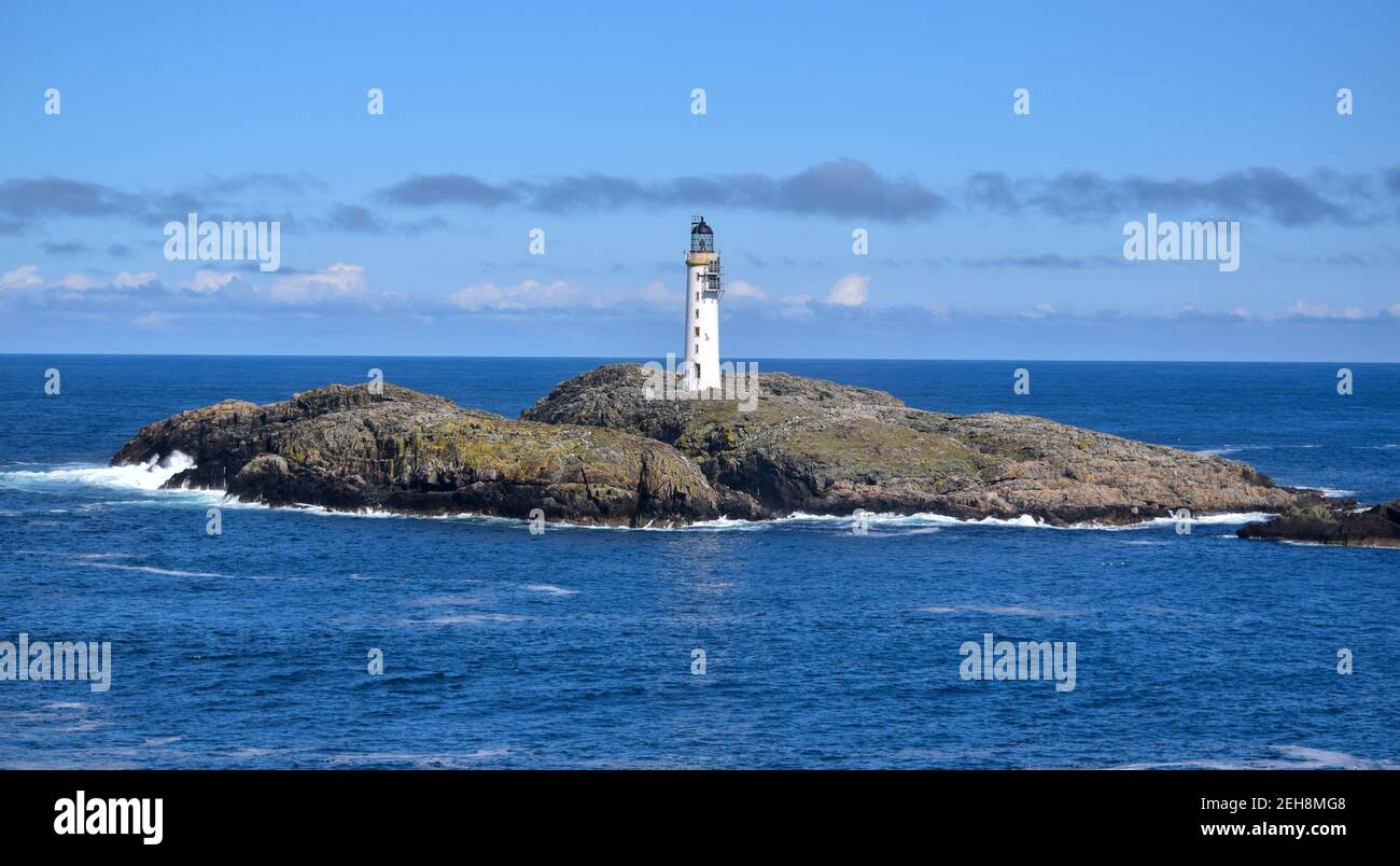 Der Leuchtturm auf den Inseln von Out Skerries Stockfoto