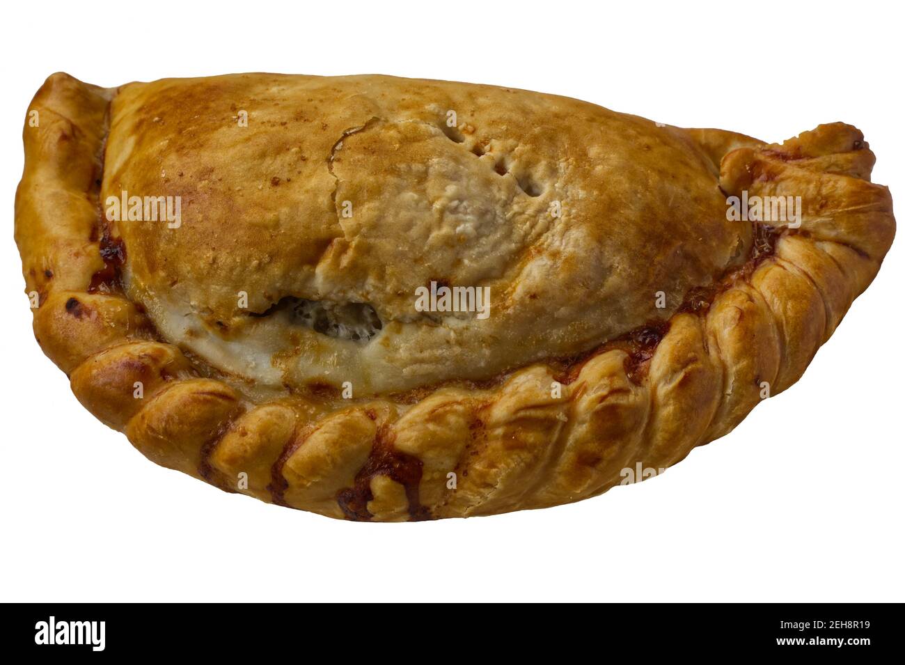 Cornish pastös isoliert auf weißem Hintergrund Stockfoto