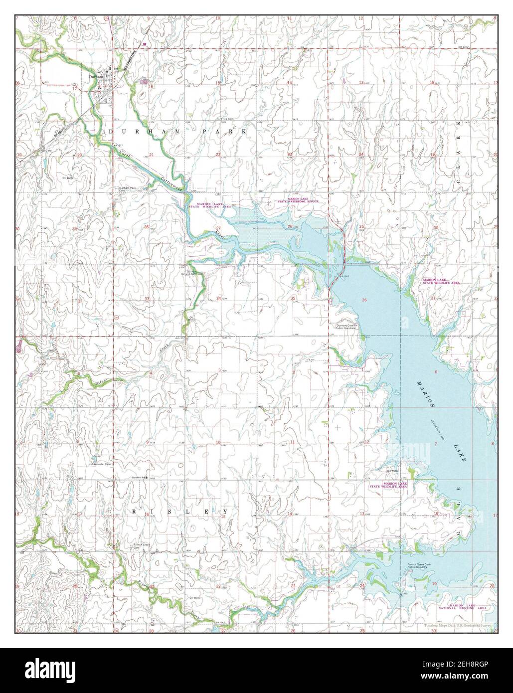 Durham, Kansas, Karte 1971, 1:24000, Vereinigte Staaten von Amerika von Timeless Maps, Daten U.S. Geological Survey Stockfoto