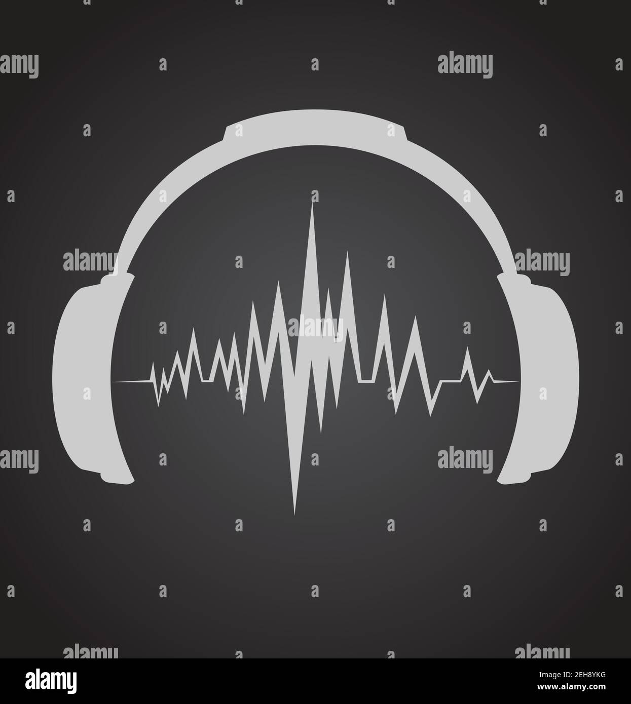 Kopfhörer-Symbol mit Klangwellen-Beats. Vektorgrafik flach. Stock Vektor