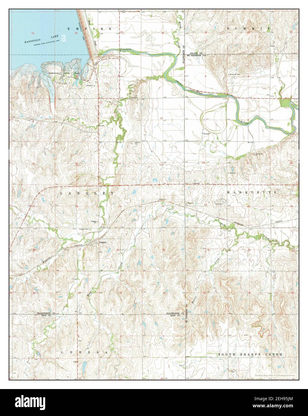 Langley, Kansas, Karte 1964, 1:24000, Vereinigte Staaten von Amerika von Timeless Maps, Daten U.S. Geological Survey Stockfoto