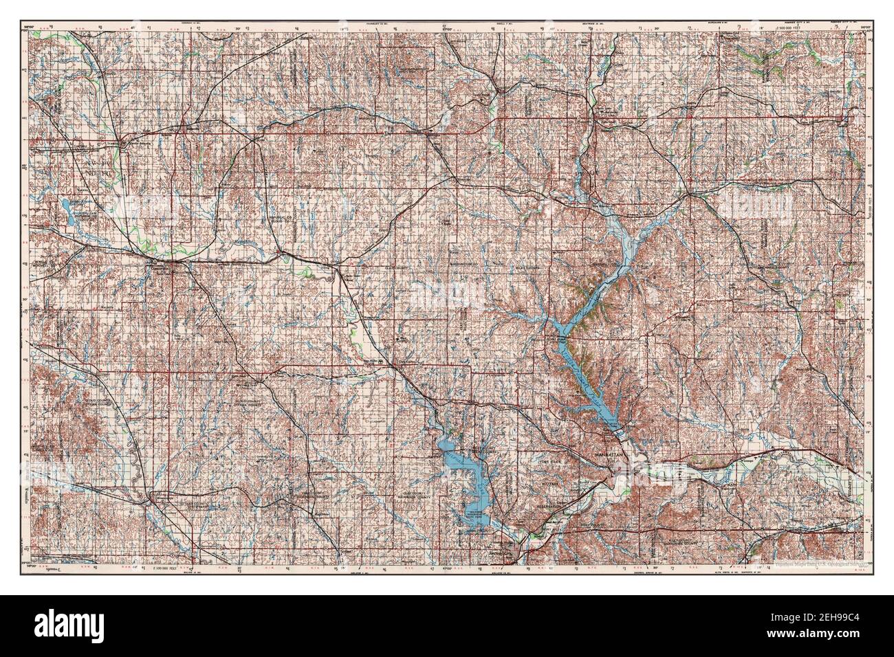 Manhattan, Kansas, Karte 1955, 1:250000, Vereinigte Staaten von Amerika von Timeless Maps, Daten U.S. Geological Survey Stockfoto