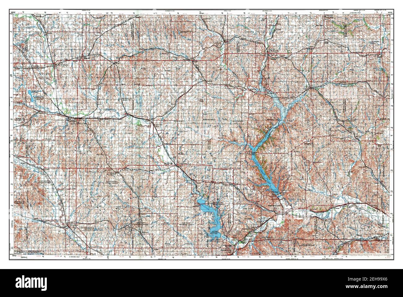 Manhattan, Kansas, Karte 1955, 1:250000, Vereinigte Staaten von Amerika von Timeless Maps, Daten U.S. Geological Survey Stockfoto