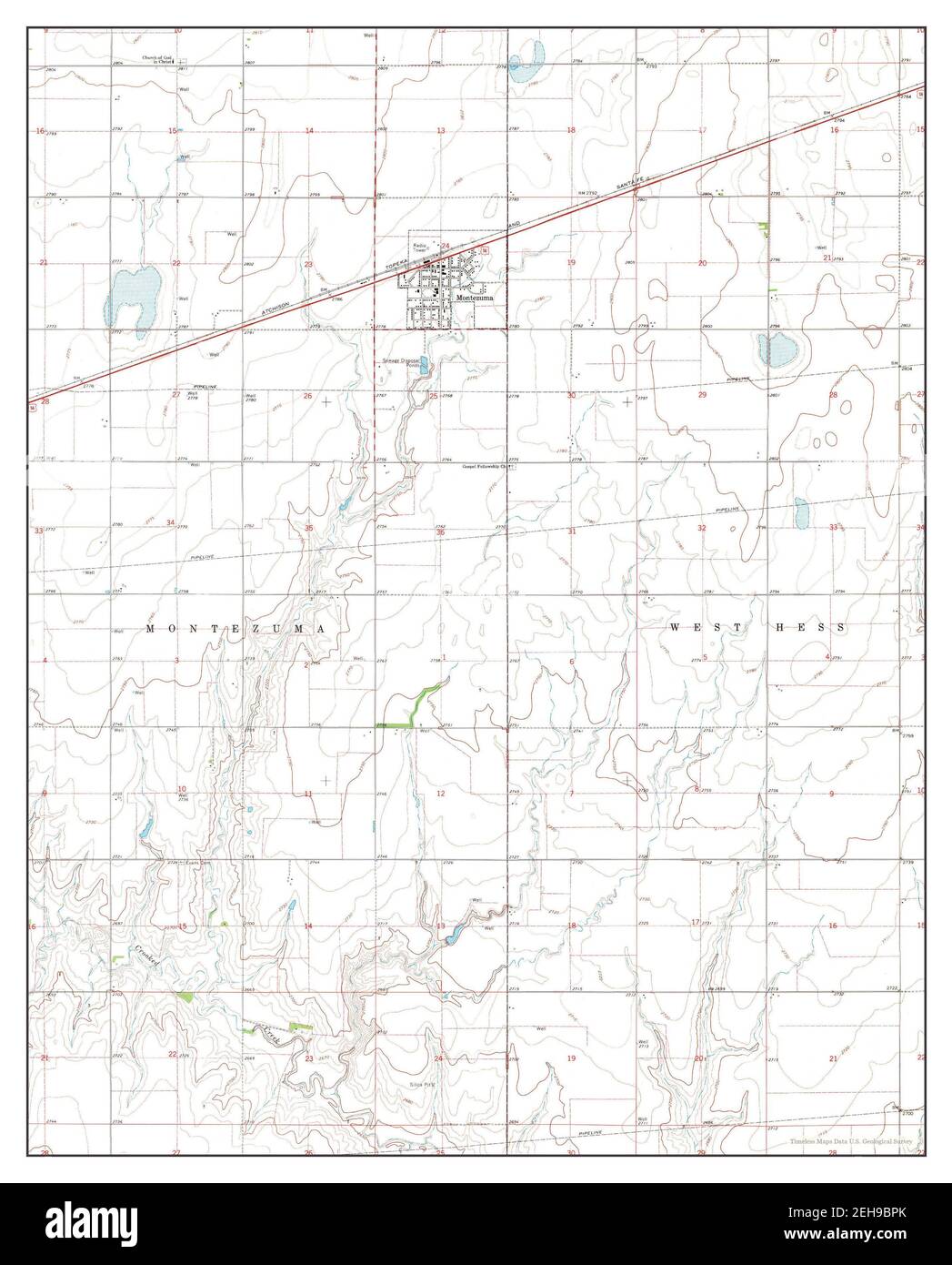 Montezuma, Kansas, Karte 1968, 1:24000, Vereinigte Staaten von Amerika von Timeless Maps, Daten U.S. Geological Survey Stockfoto
