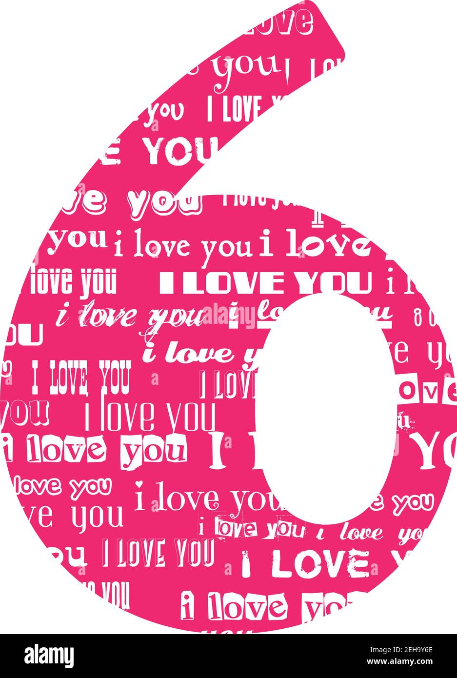 Romantische dekorative Vektor rosa Zahl gefüllt weißen Worten Ich liebe dich. Stock Vektor