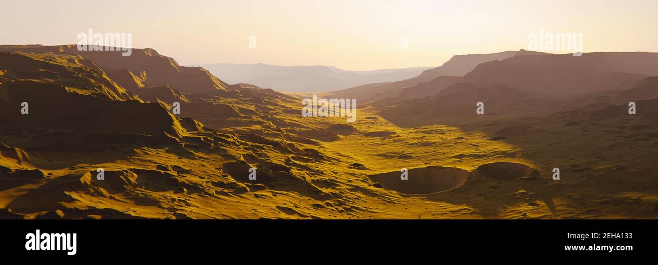 Landschaft auf dem Planeten Mars, szenische Raum Wüste Szene auf dem roten Planeten Stockfoto