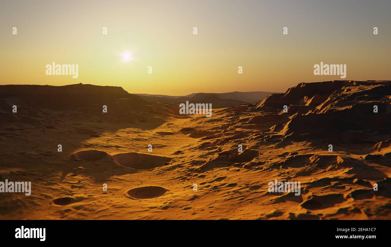 Landschaft auf dem Planeten Mars, szenische Raum Wüste Szene auf dem roten Planeten Stockfoto