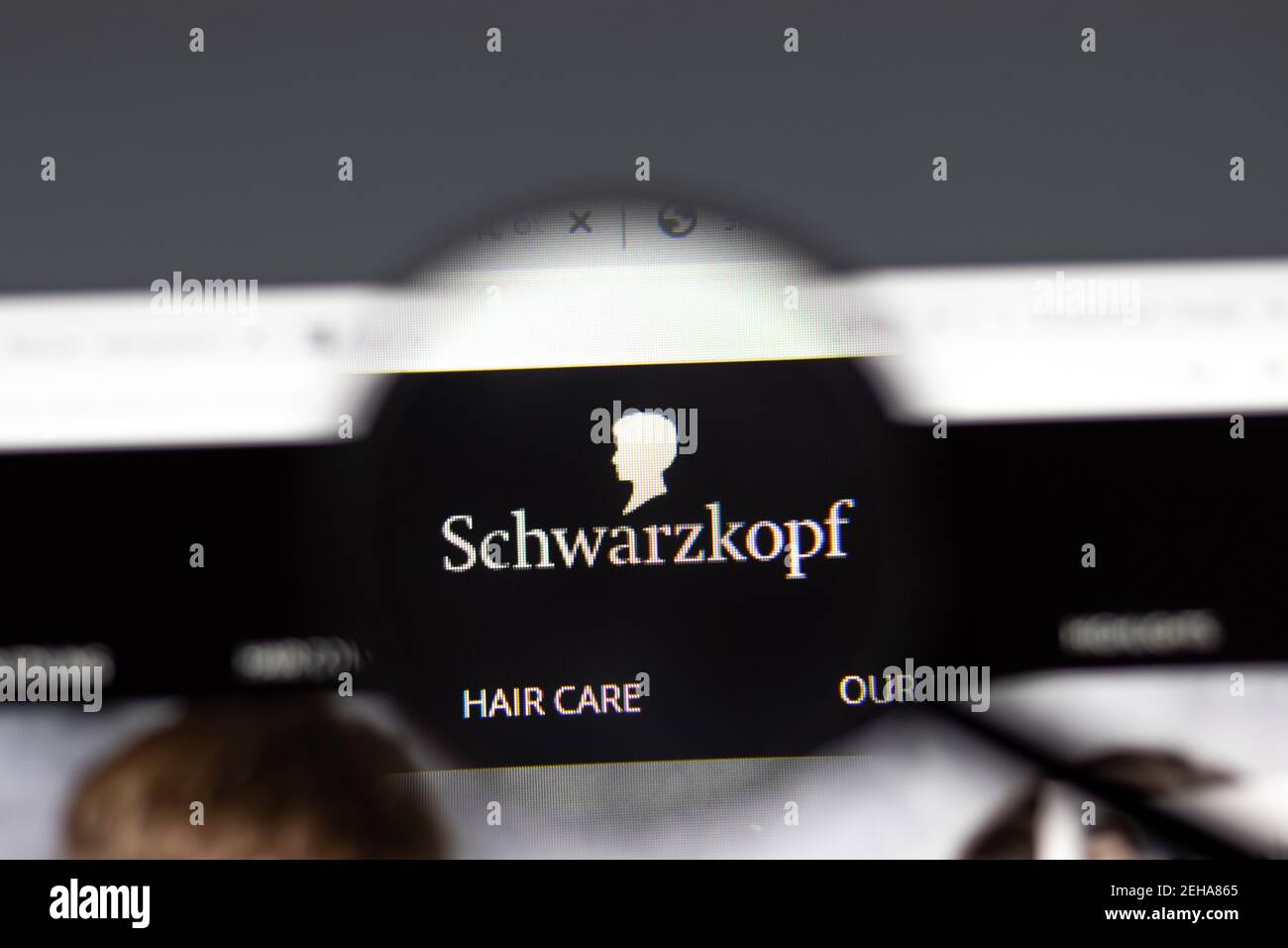 New York, USA - 15. Februar 2021: Schwarzkopf-Website im Browser mit Firmenlogo, illustrative Editorial Stockfoto