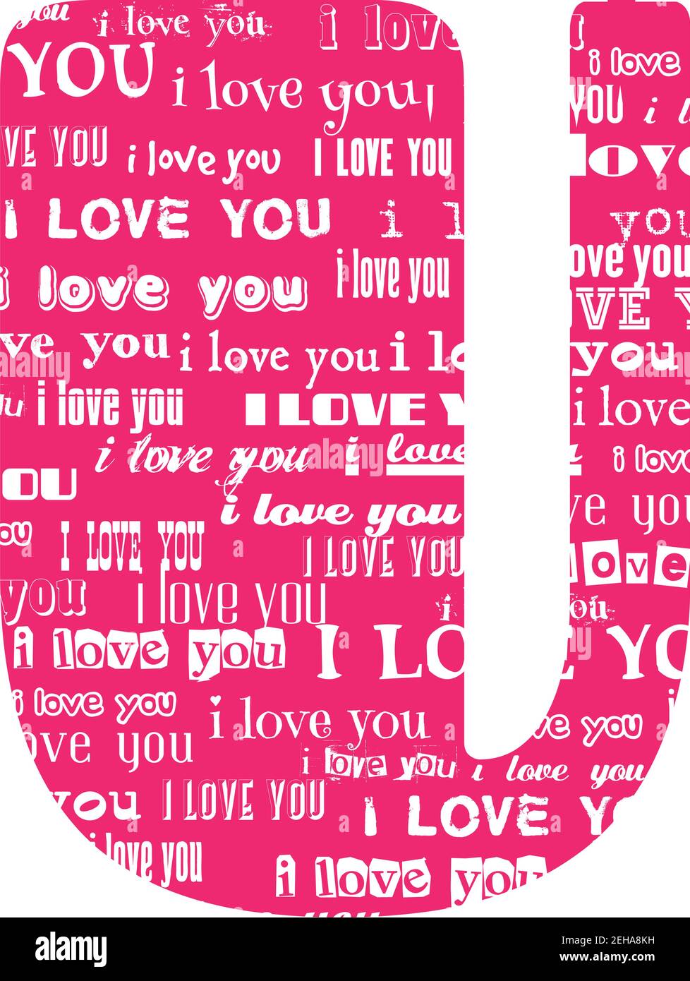 Romantische dekorative Vektor rosa Buchstaben gefüllt weißen Worten Ich liebe dich. Stock Vektor