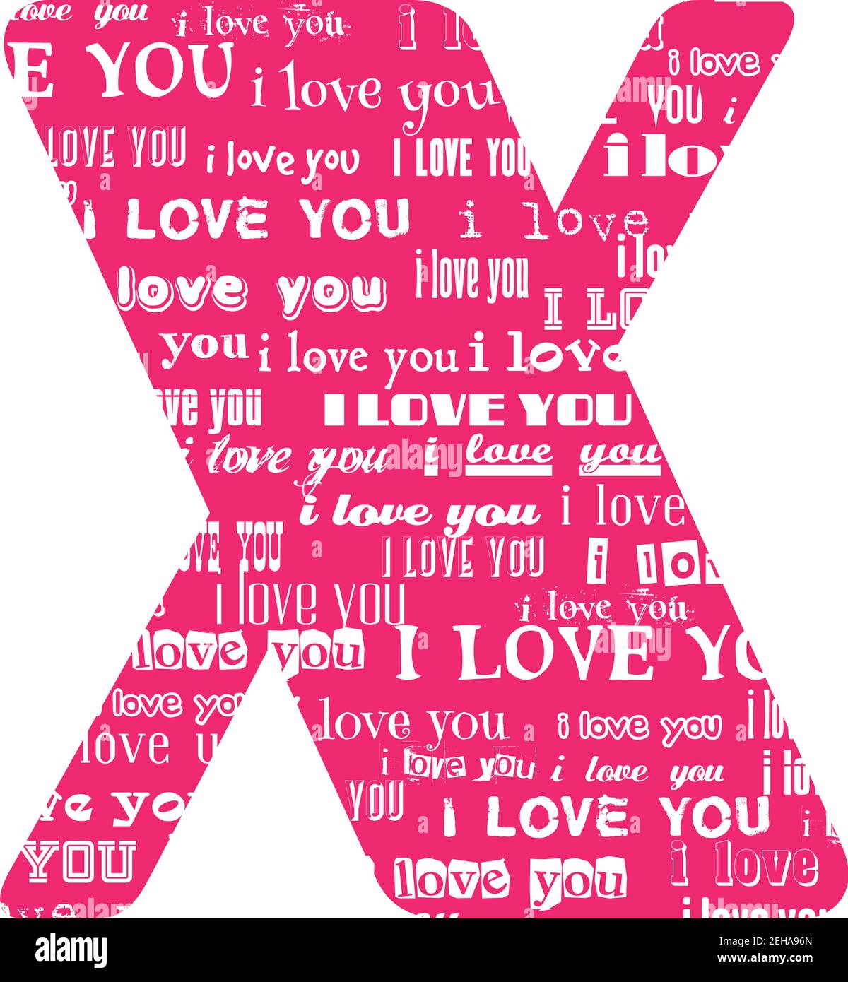 Romantische dekorative Vektor rosa Buchstaben gefüllt weißen Worten Ich liebe dich. Stock Vektor