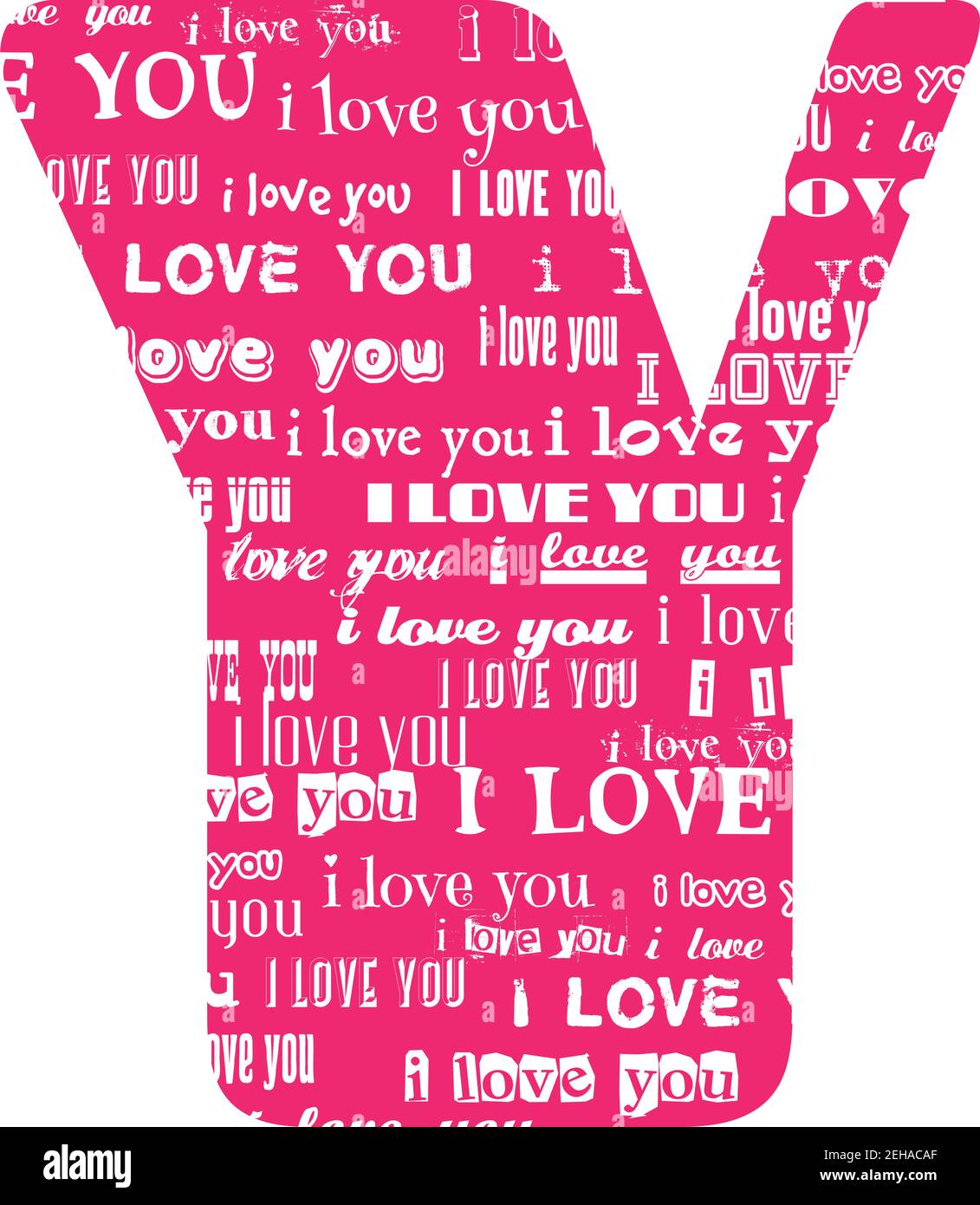 Romantische dekorative Vektor rosa Buchstaben gefüllt weißen Worten Ich liebe dich. Stock Vektor