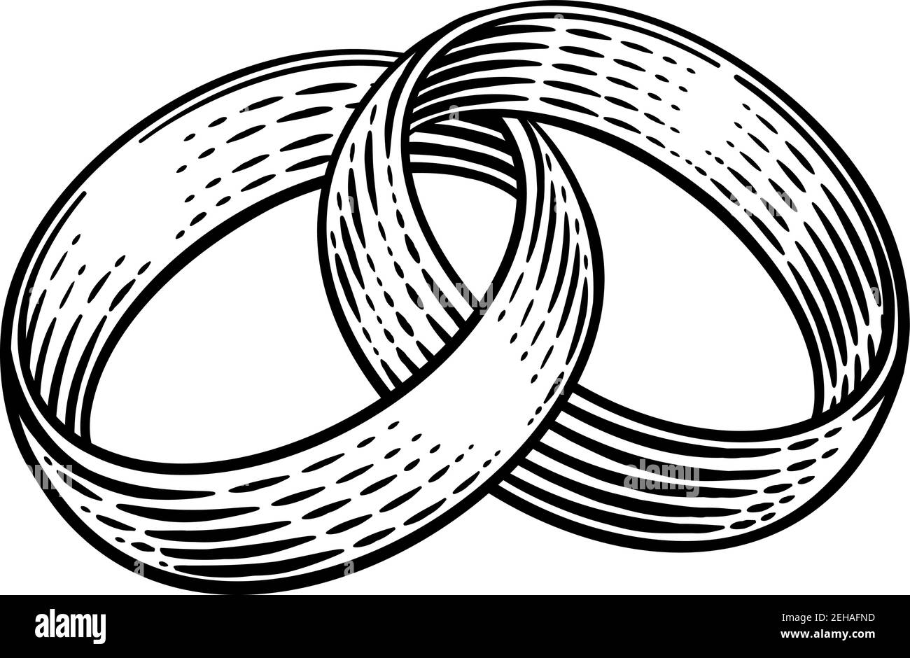 Hochzeit Ring BandsVintage Holzschnitt Illustration Stock Vektor
