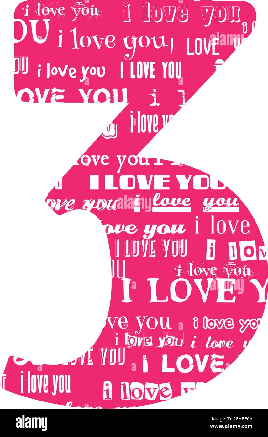Romantische dekorative Vektor rosa Zahl gefüllt weißen Worten Ich liebe dich. Stock Vektor