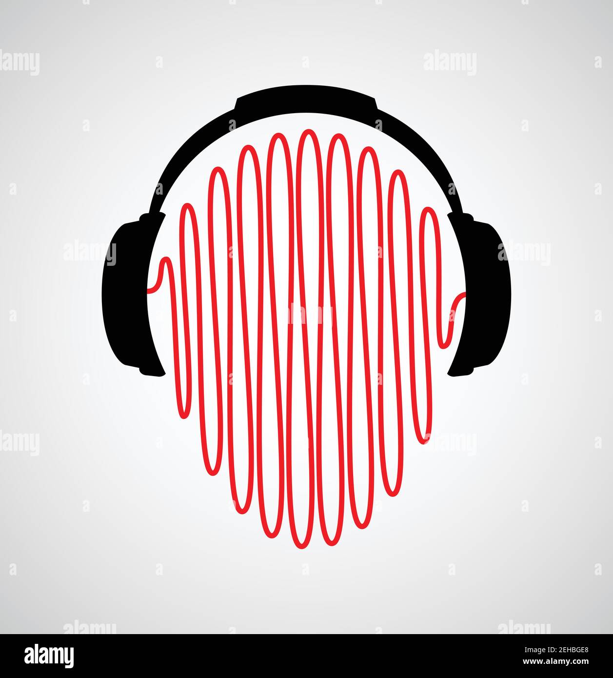 Kopfhörer-Symbol Mit Sound Waves Vector Flat Template. Stock Vektor