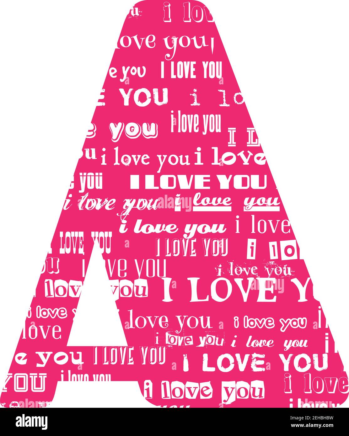 Romantische dekorative Vektor rosa Buchstaben gefüllt weißen Worten Ich liebe dich. Stock Vektor