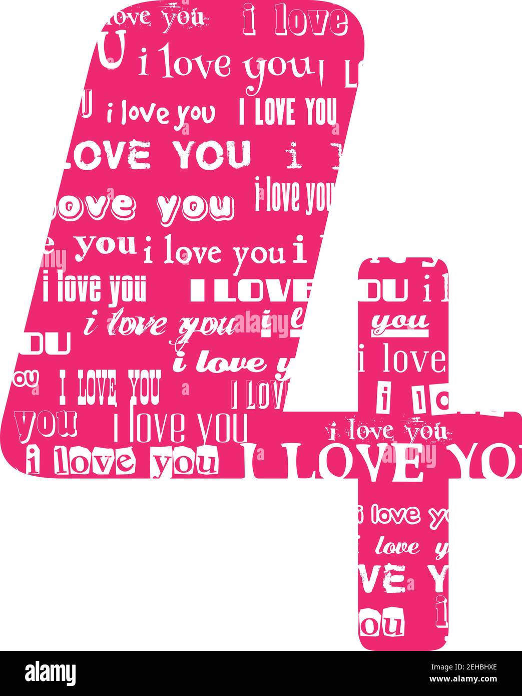 Romantische dekorative Vektor rosa Zahl gefüllt weißen Worten Ich liebe dich. Stock Vektor