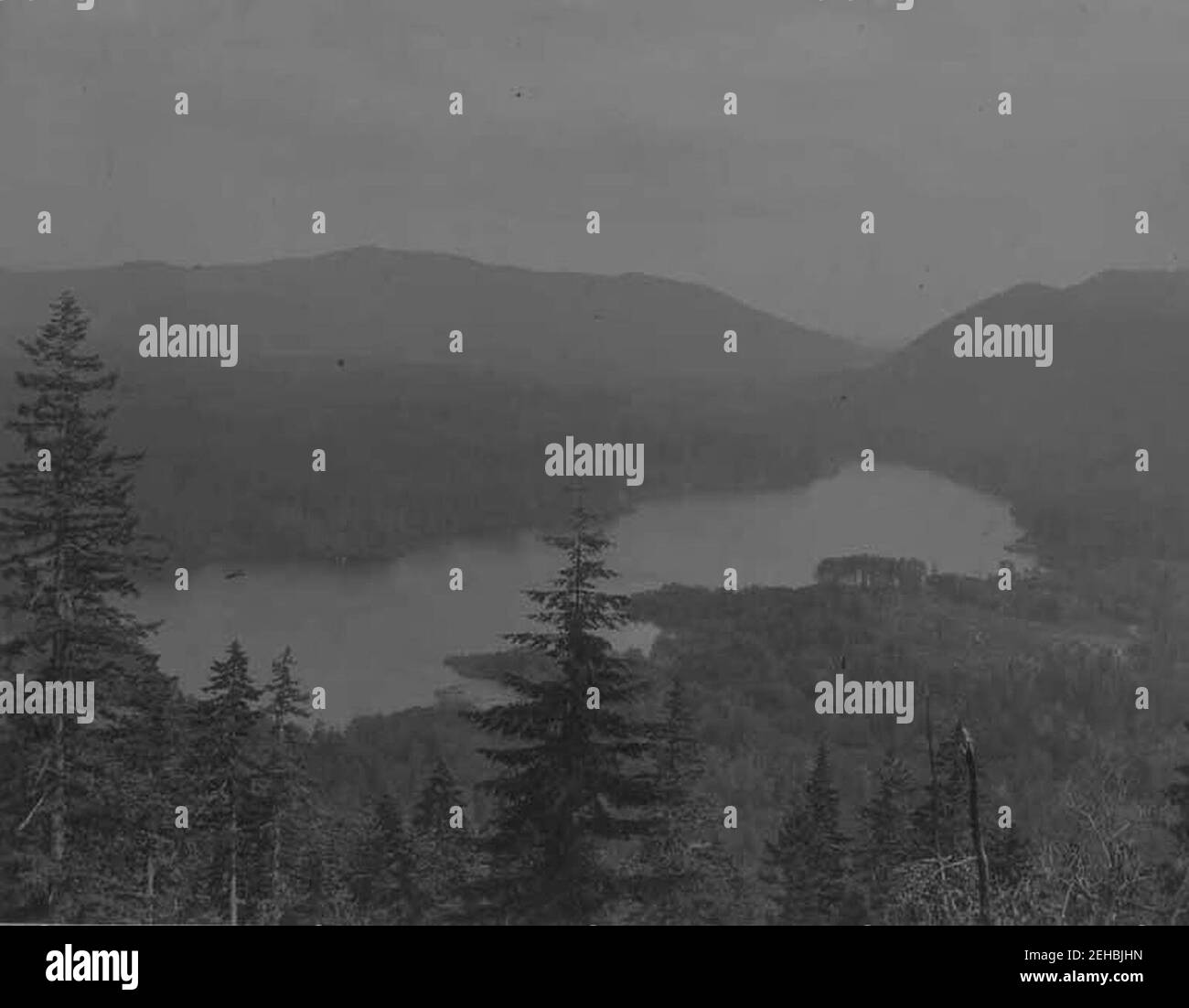 Mit Blick auf Lake Cushman, 1890 (PEISER 160). Stockfoto