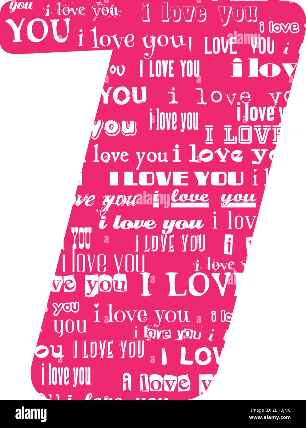 Romantische dekorative Vektor rosa Zahl gefüllt weißen Worten Ich liebe dich. Stock Vektor
