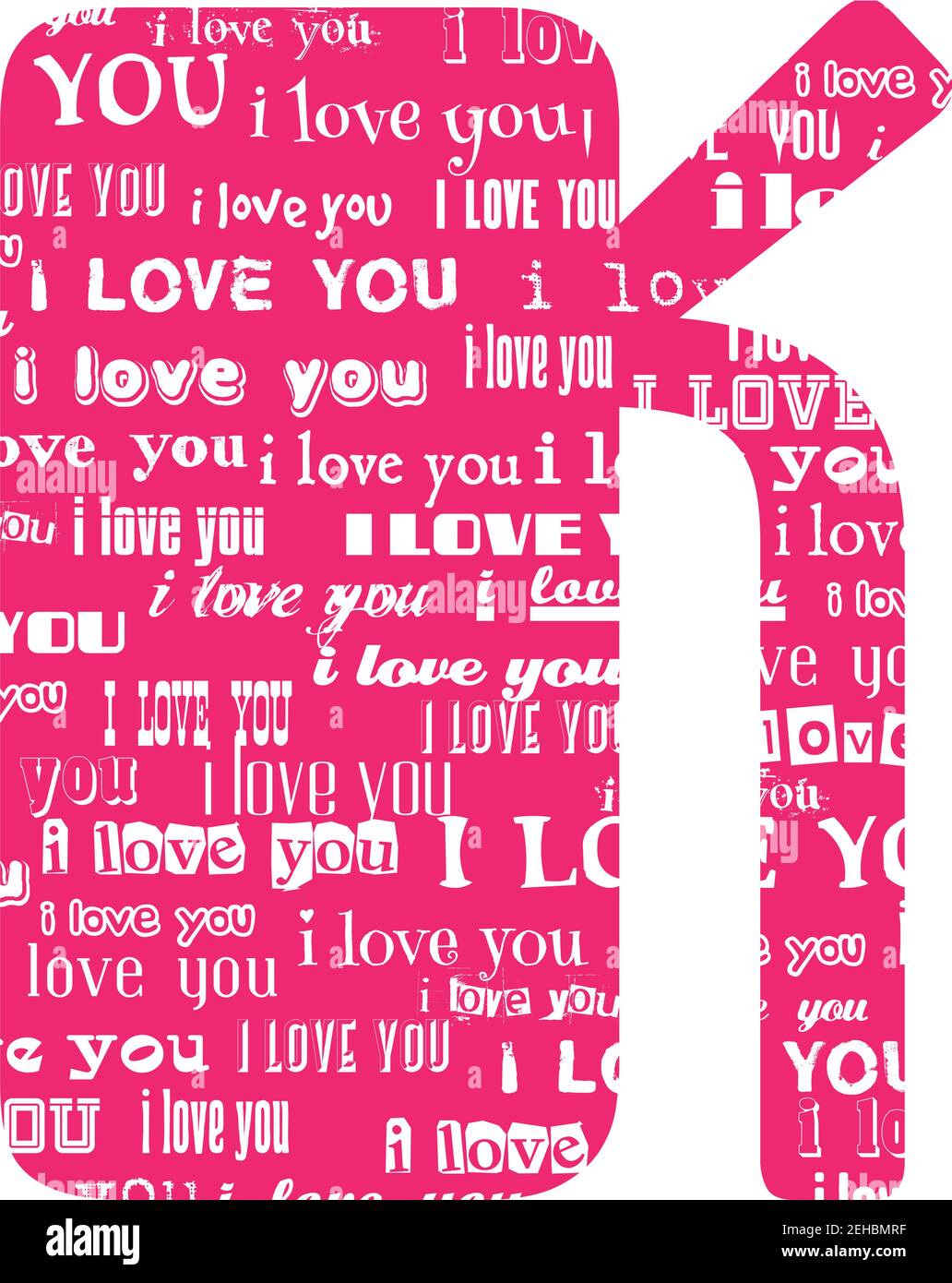 Romantische dekorative Vektor rosa Buchstaben gefüllt weißen Worten Ich liebe dich. Stock Vektor