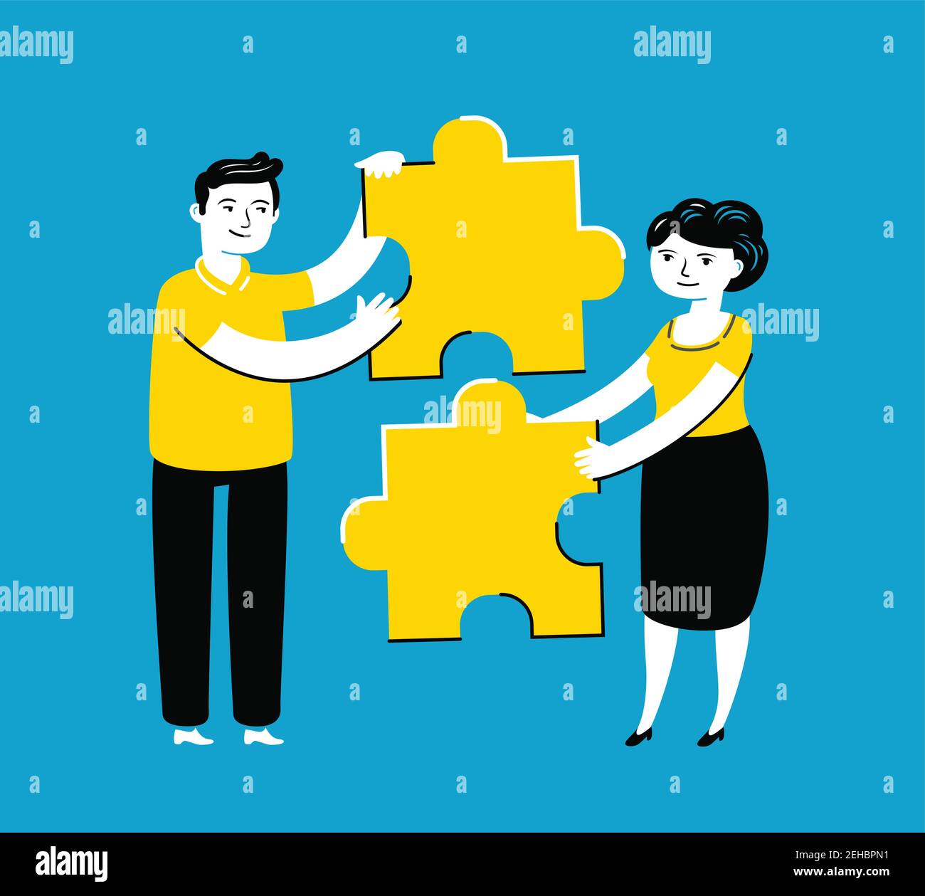 Geschäftsleute Montage Puzzle. Teamarbeit, Partnerschaftskonzept Vektor Stock Vektor