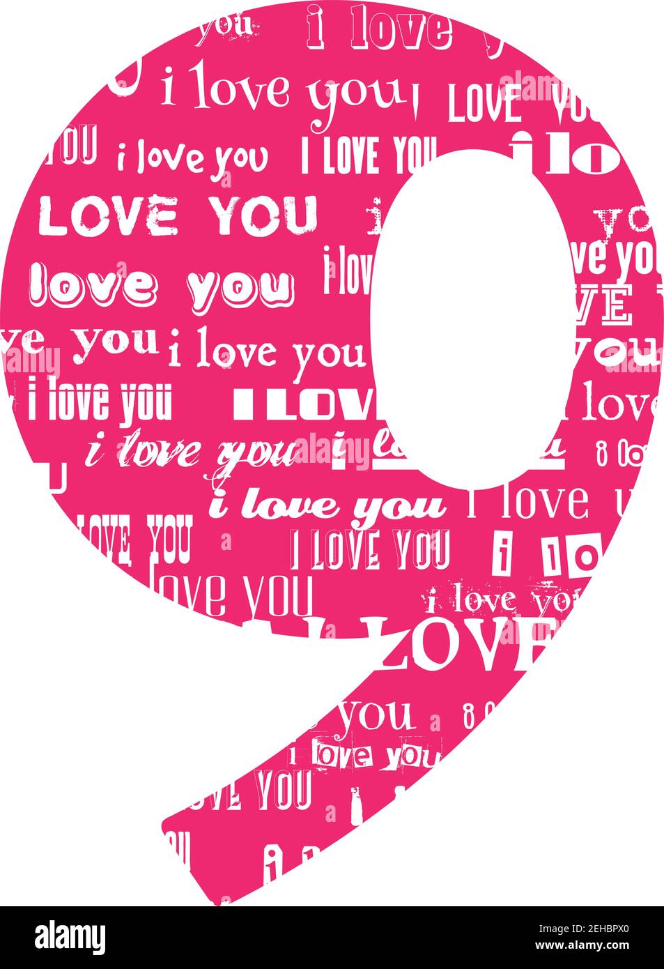 Romantische dekorative Vektor rosa Zahl gefüllt weißen Worten Ich liebe dich. Stock Vektor