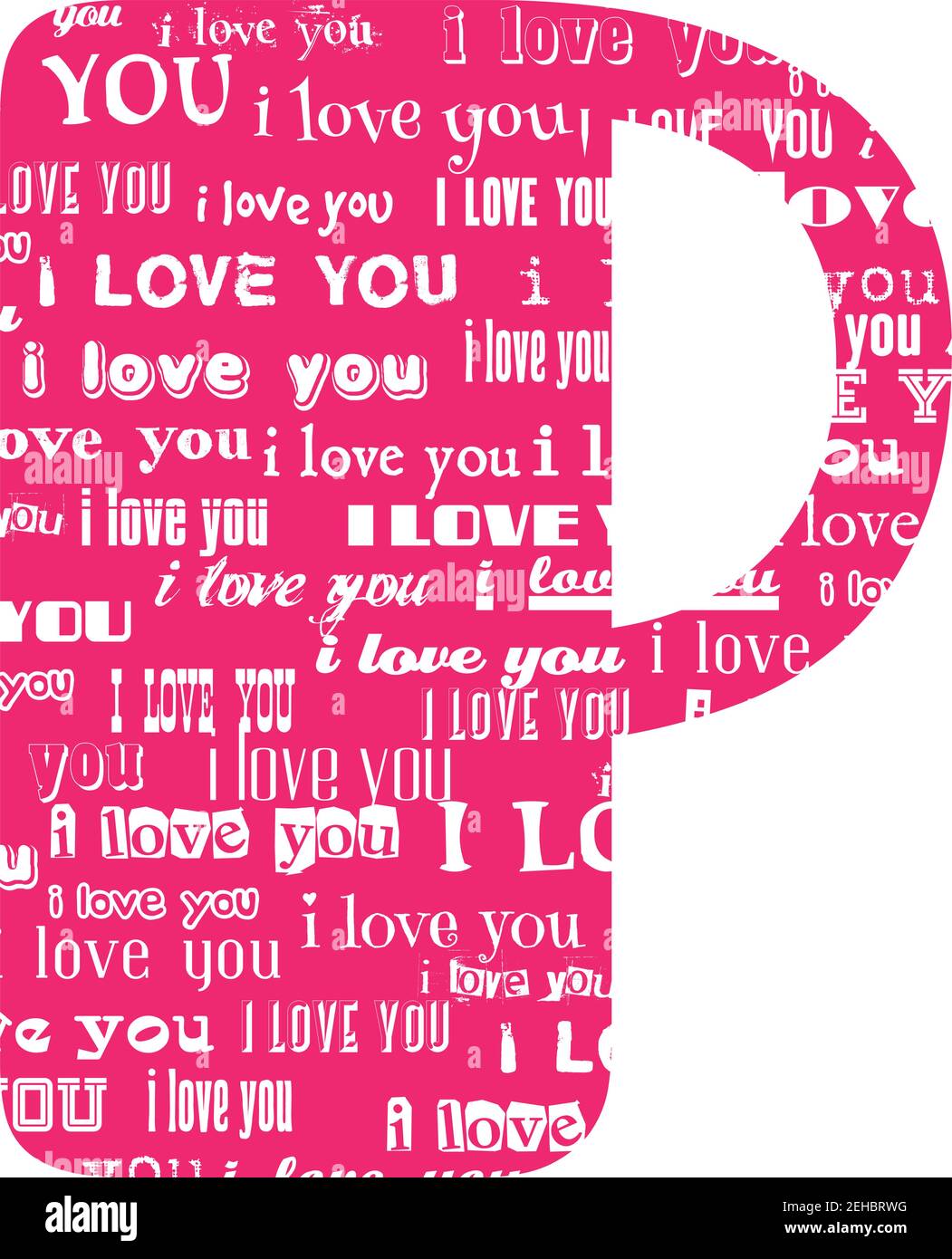 Romantische dekorative Vektor rosa Buchstaben gefüllt weißen Worten Ich liebe dich. Stock Vektor