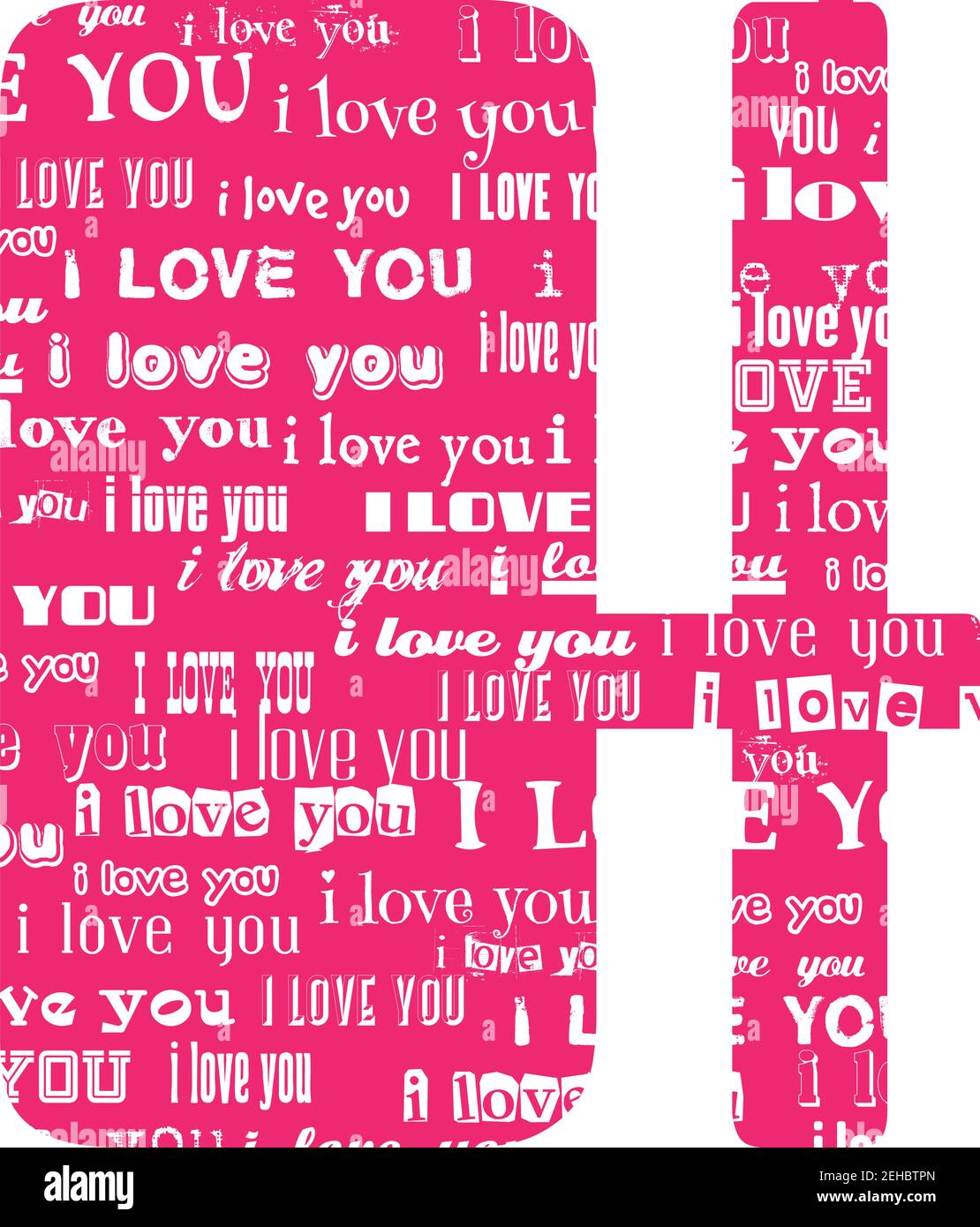 Romantische dekorative Vektor rosa Buchstaben gefüllt weißen Worten Ich liebe dich. Stock Vektor