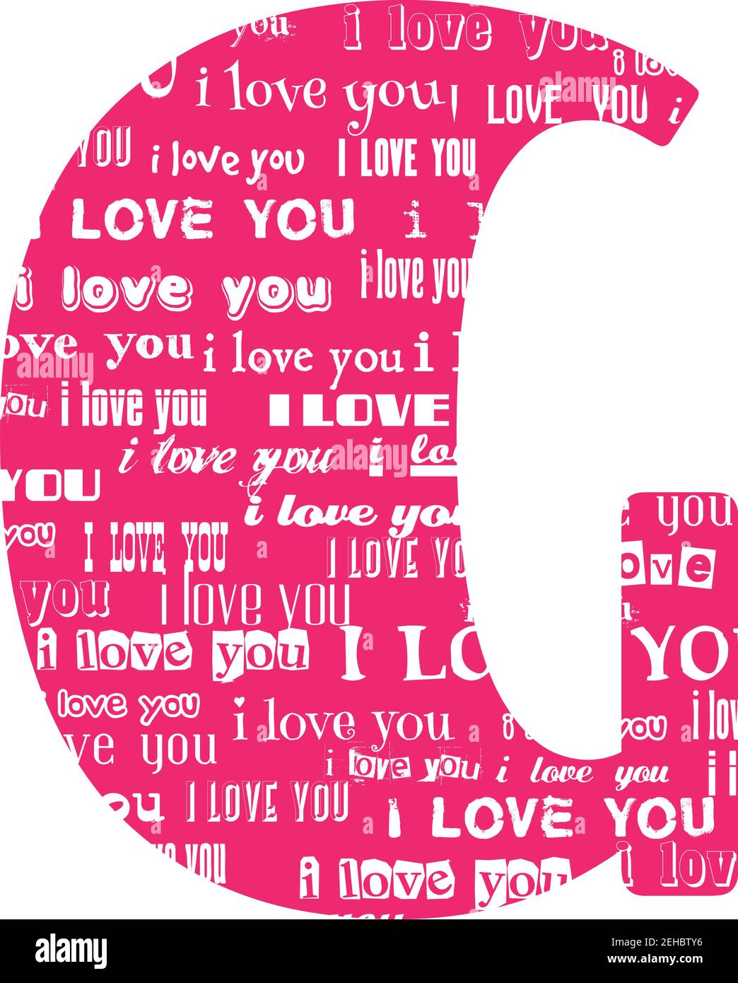 Romantische dekorative Vektor rosa Buchstaben gefüllt weißen Worten Ich liebe dich. Stock Vektor