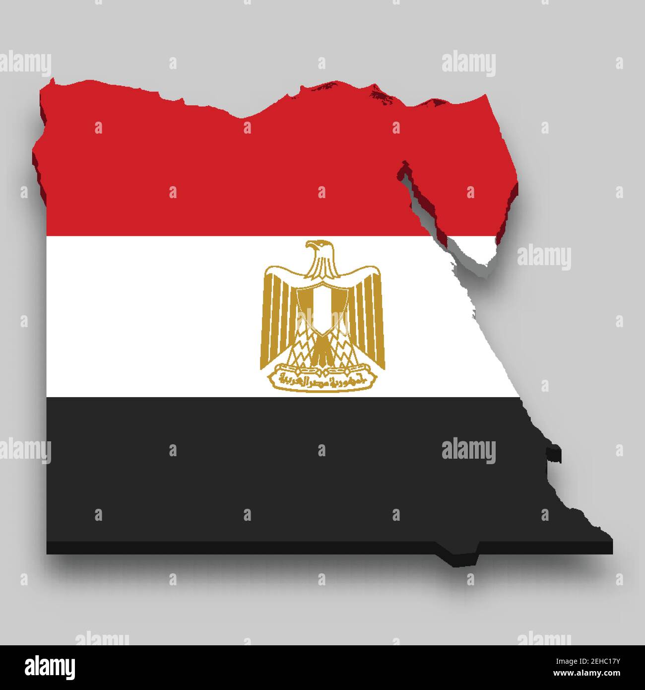 3D Isometrische Karte von Ägypten mit Nationalflagge. Vektorgrafik. Stock Vektor