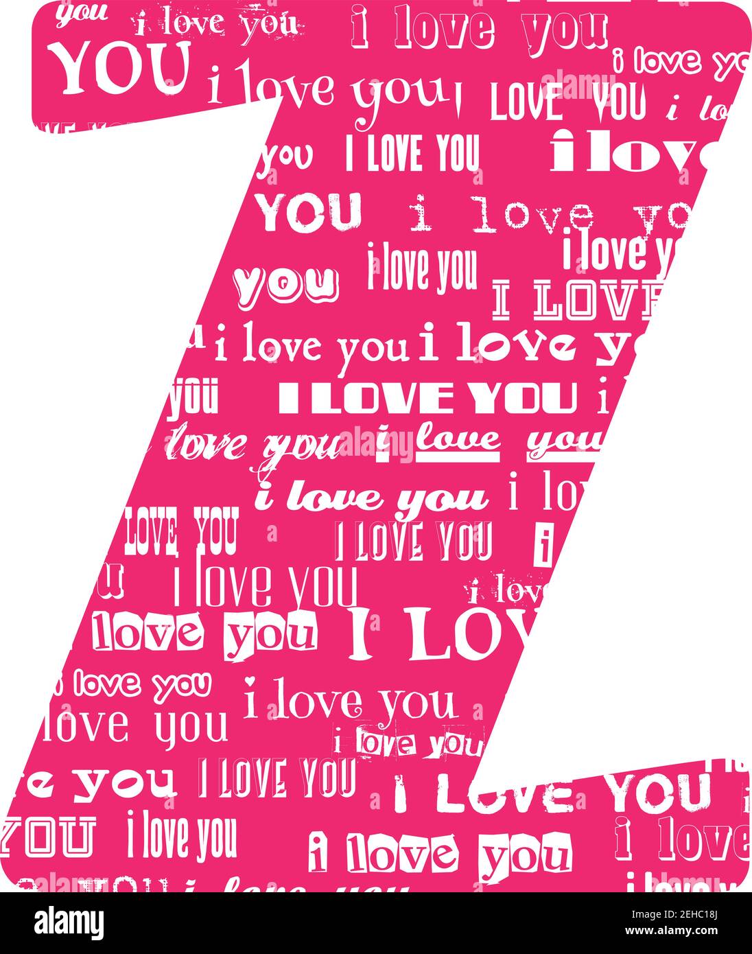 Romantische dekorative Vektor rosa Buchstaben gefüllt weißen Worten Ich liebe dich. Stock Vektor