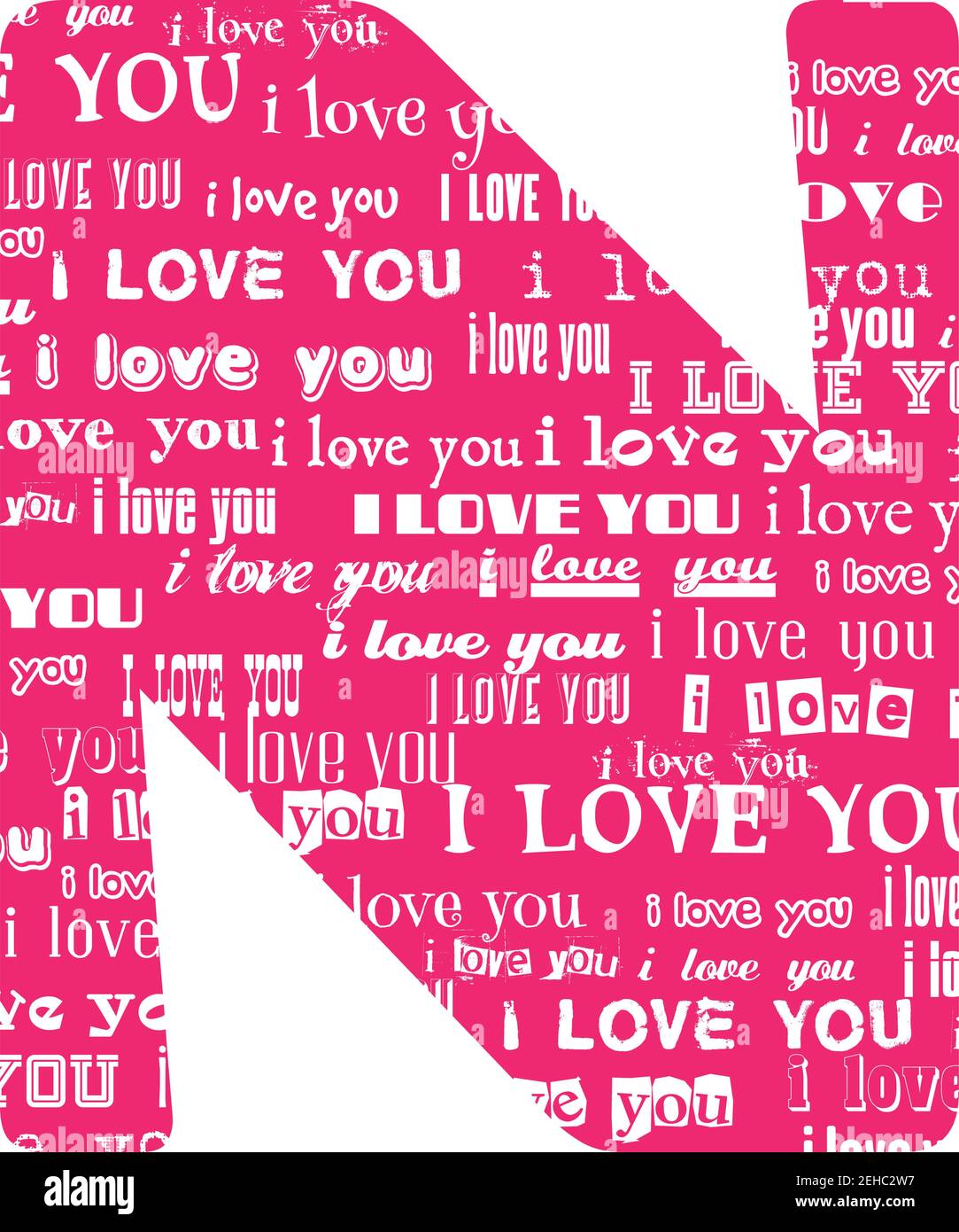 Romantische dekorative Vektor rosa Buchstaben gefüllt weißen Worten Ich liebe dich. Stock Vektor