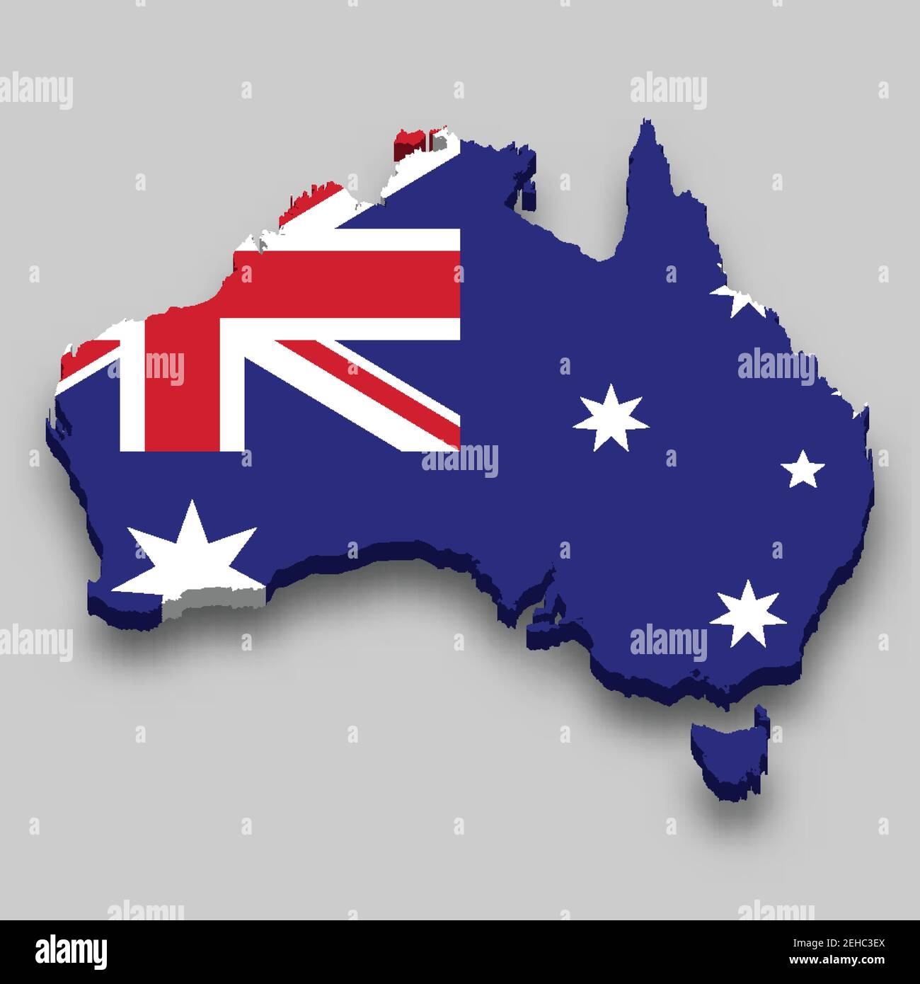 3D Isometrische Karte von Australien mit Nationalflagge. Vektorgrafik. Stock Vektor