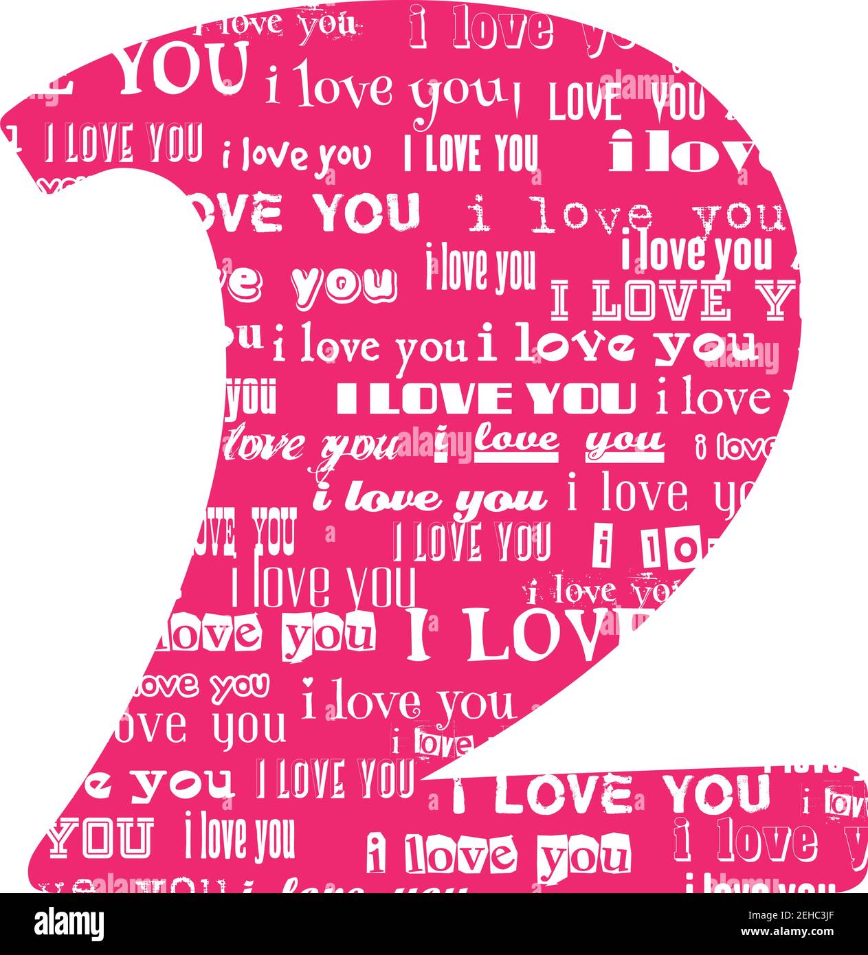 Romantische dekorative Vektor rosa Zahl gefüllt weißen Worten Ich liebe dich. Stock Vektor