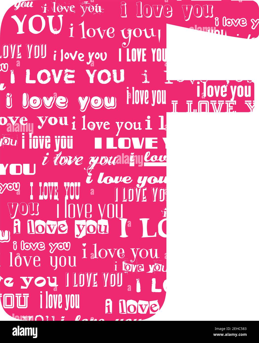 Romantische dekorative Vektor rosa Buchstaben gefüllt weißen Worten Ich liebe dich. Stock Vektor