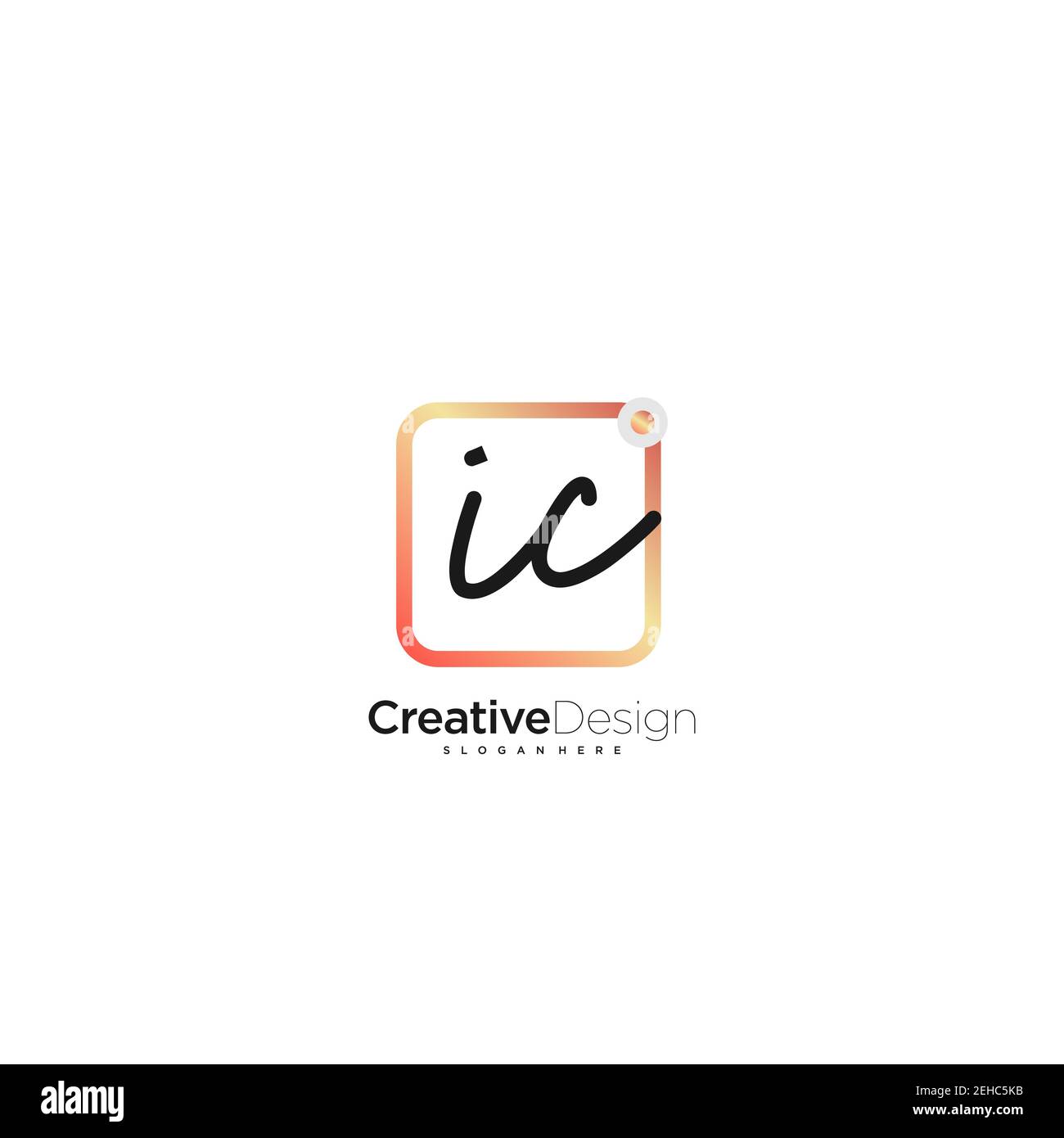 IC Initial Letter Handschrift Logo handgezeichnet bunte Box Vektor, Logo für Schönheit, Kosmetik, Hochzeit, Mode und Business, Und andere Stock Vektor