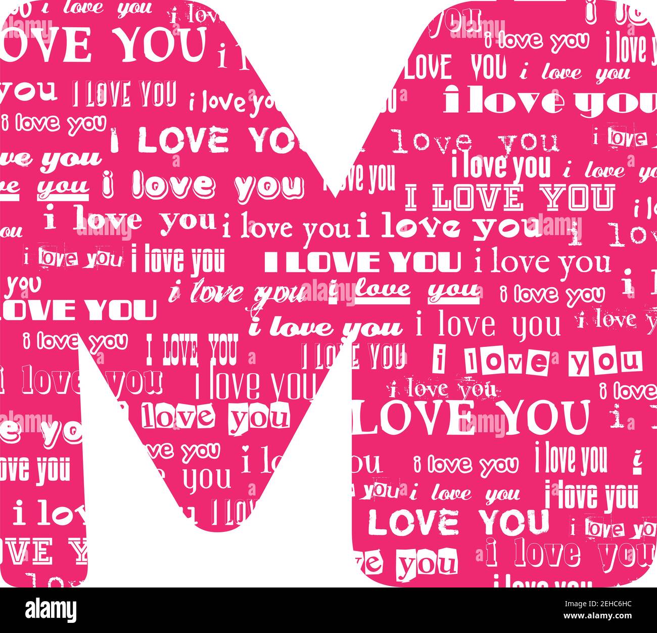 Romantische dekorative Vektor rosa Buchstaben gefüllt weißen Worten Ich liebe dich. Stock Vektor