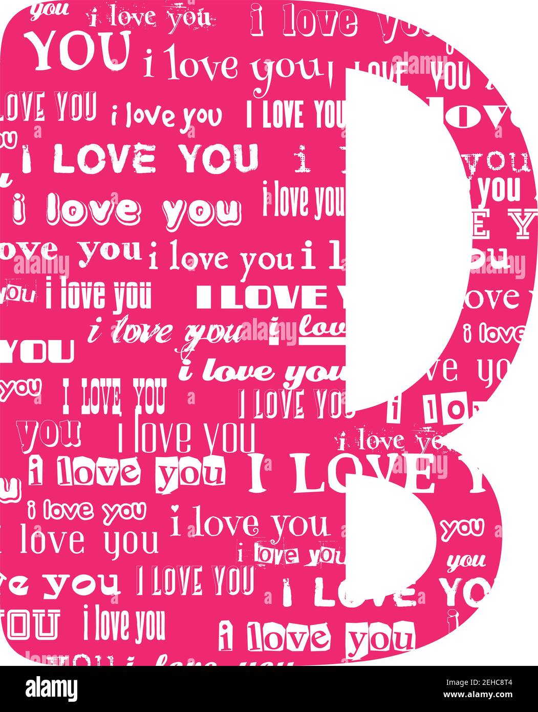 Romantische dekorative Vektor rosa Buchstaben gefüllt weißen Worten Ich liebe dich. Stock Vektor