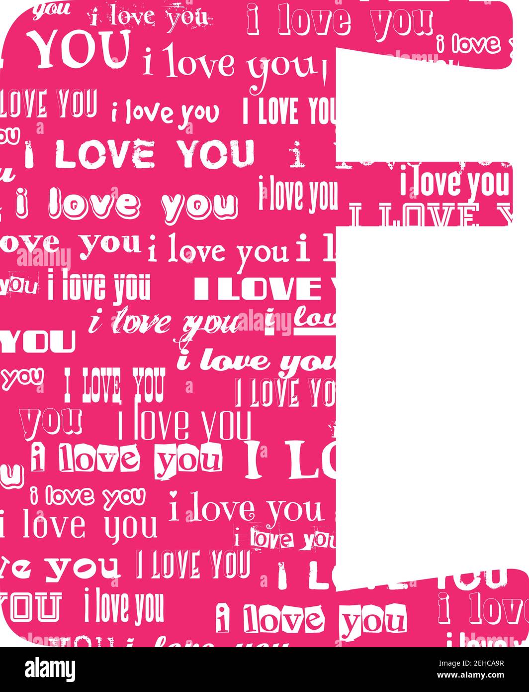 Romantische dekorative Vektor rosa Buchstaben gefüllt weißen Worten Ich liebe dich. Stock Vektor