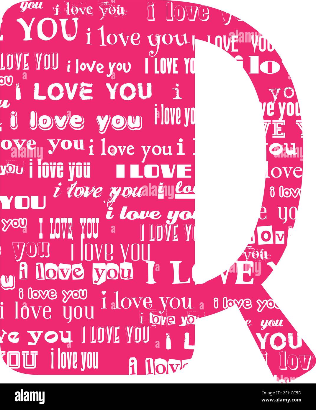 Romantische dekorative Vektor rosa Buchstaben gefüllt weißen Worten Ich liebe dich. Stock Vektor