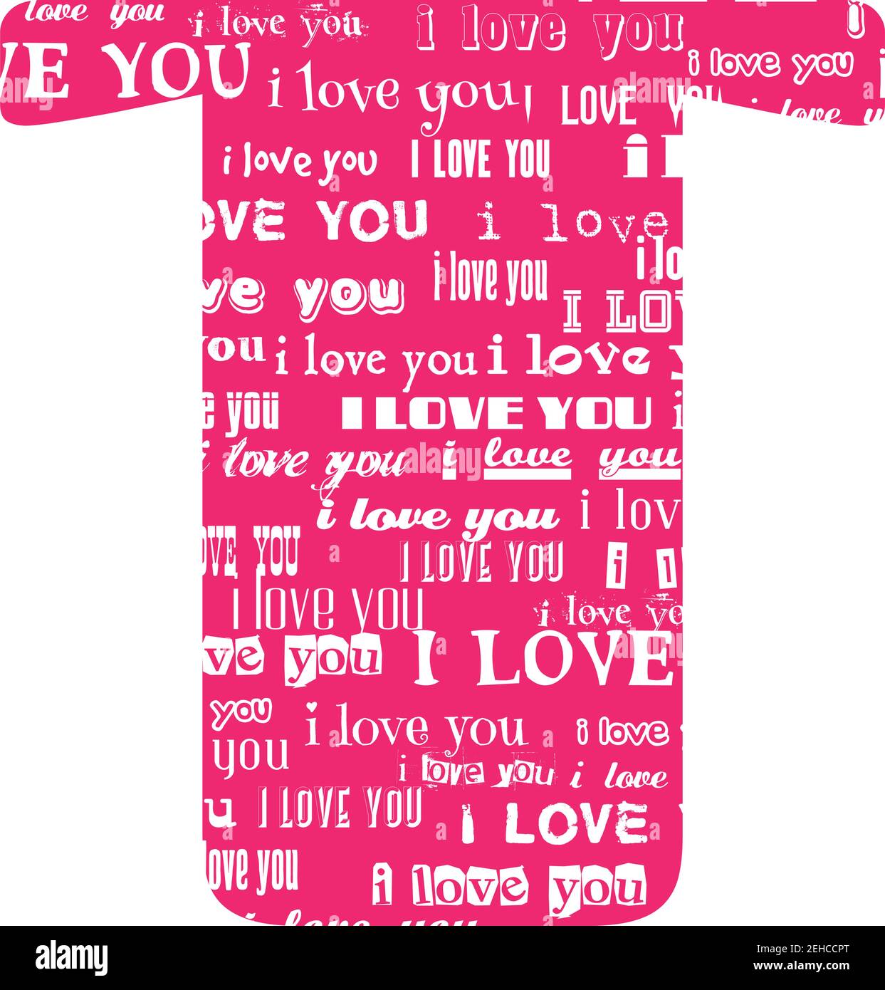 Romantische dekorative Vektor rosa Buchstaben gefüllt weißen Worten Ich liebe dich. Stock Vektor