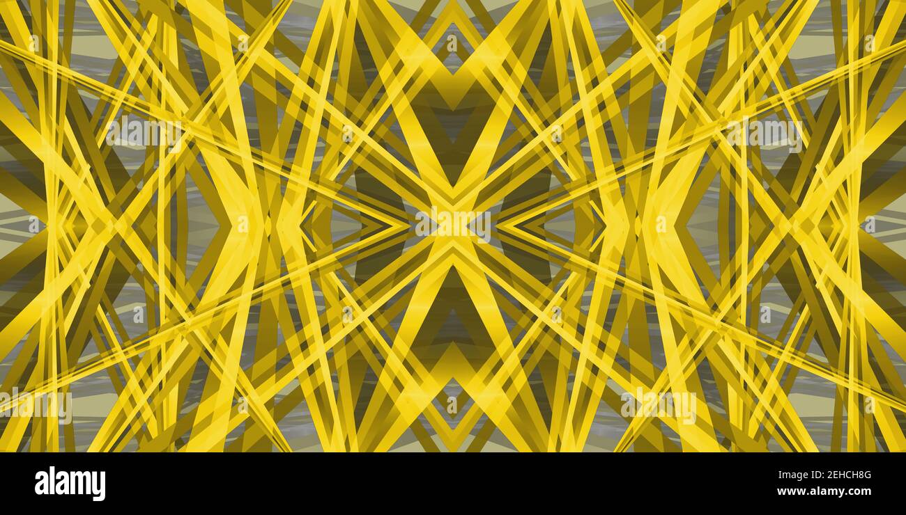3D futuristische Illustration eines geometrischen Musters in leuchtendes Gelb und ultimatives Grau, die Pantone 2021 Farben des Jahres, für abstrakte Backgrou Stockfoto
