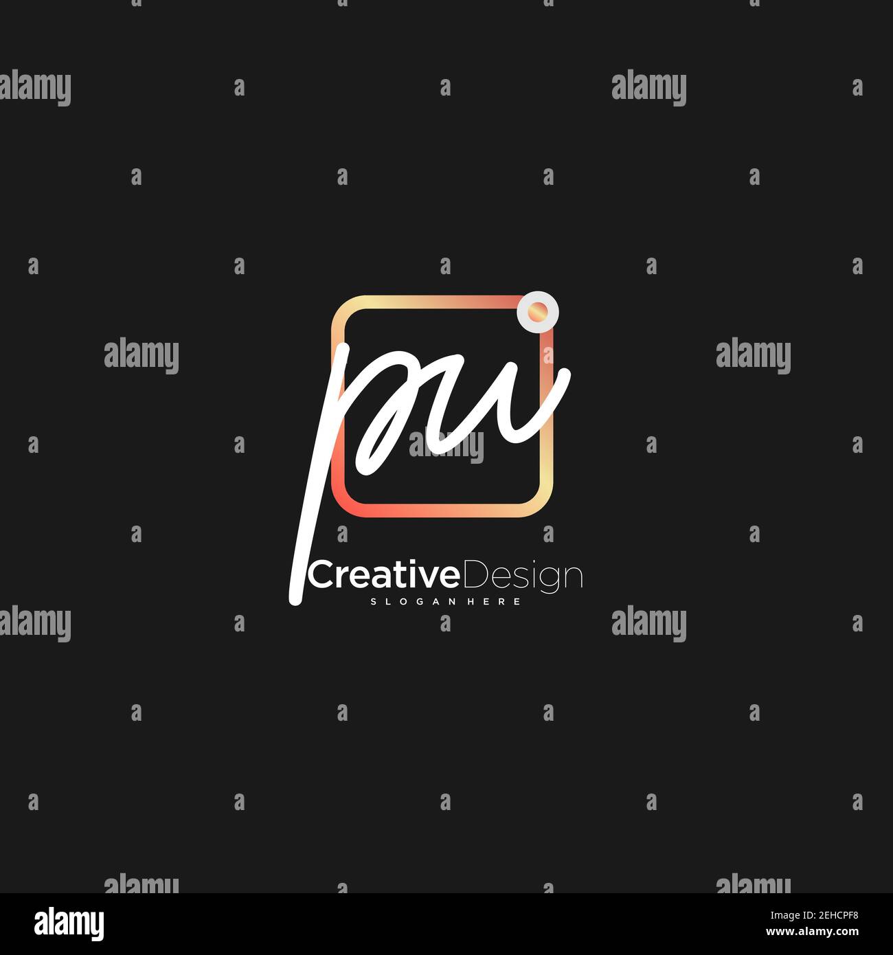 PW Initial Letter Handschrift Logo handgezeichnet bunte Box Vektor, Logo für Schönheit, Kosmetik, Hochzeit, Mode und Business, Und andere Stock Vektor