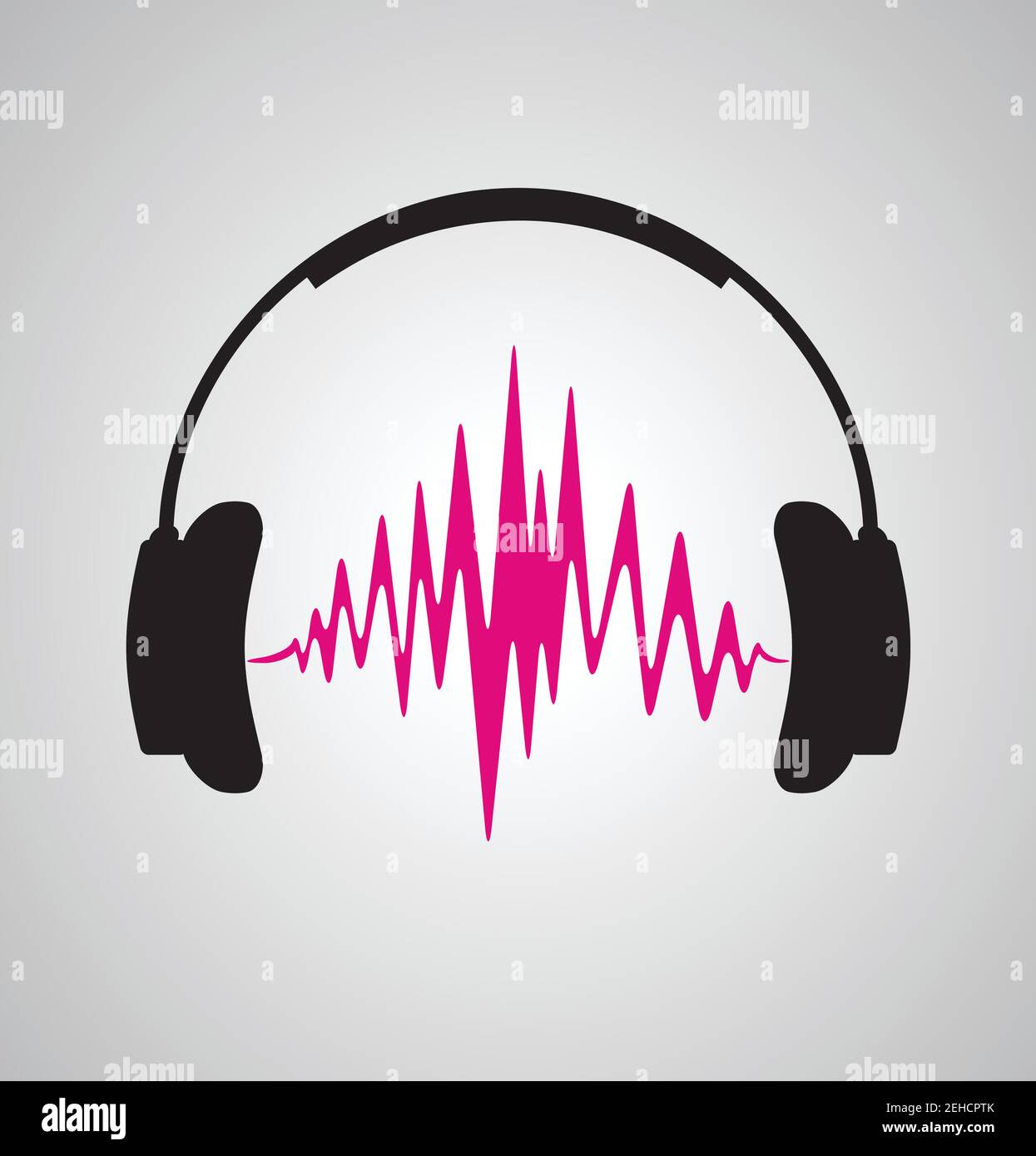 Kopfhörer-Symbol mit Klangwellen-Beats. Vector flache Illustration Kopfhörer Symbol mit Sound Wave Beats. Vektorgrafik flach Stock Vektor
