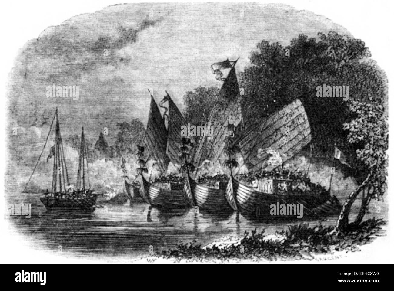 P84 Maurische Piraten des Mittelmeers attackig ein englisches Schiff, in der Zeit von James I. Stockfoto