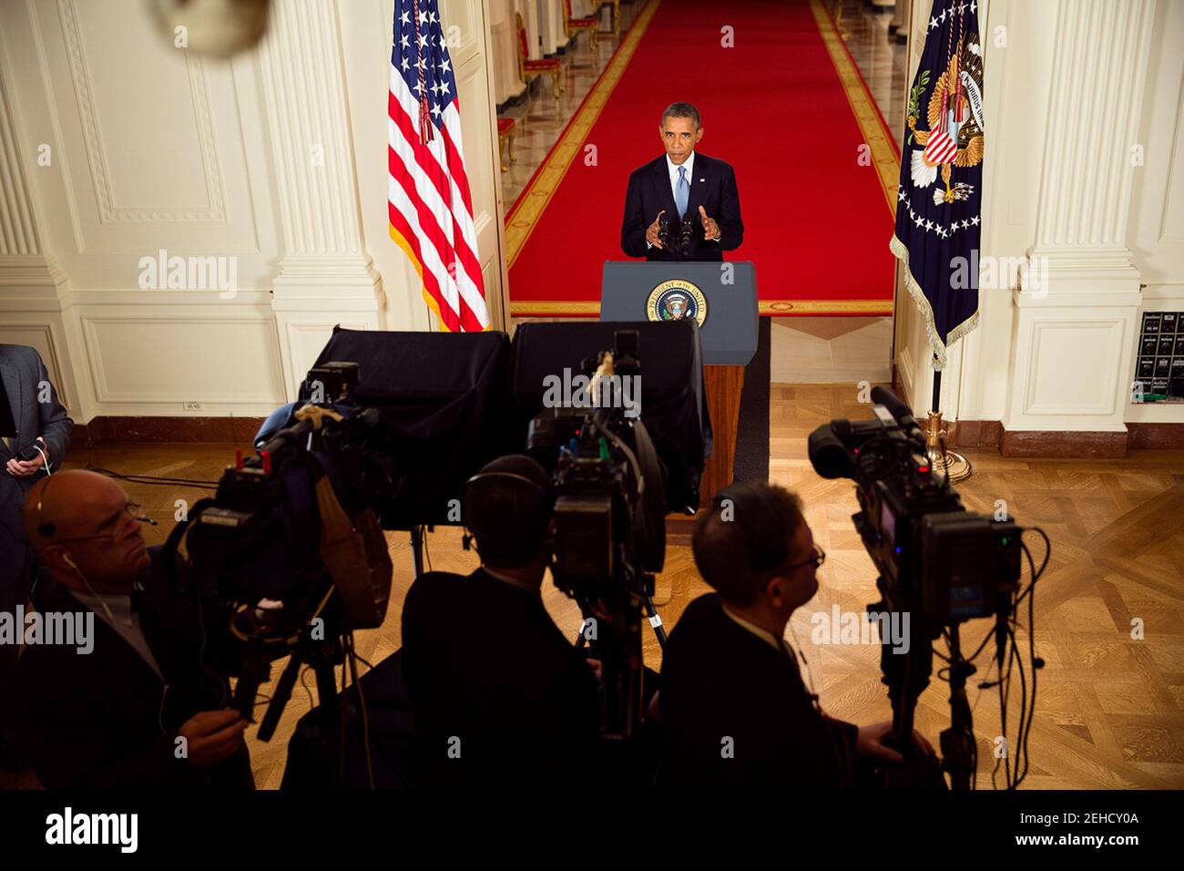 Präsident Barack Obama hält eine Rede an die Nation in Bezug auf Syrien, im Ostsaal des Weißen Hauses, 10. September 2013. Stockfoto