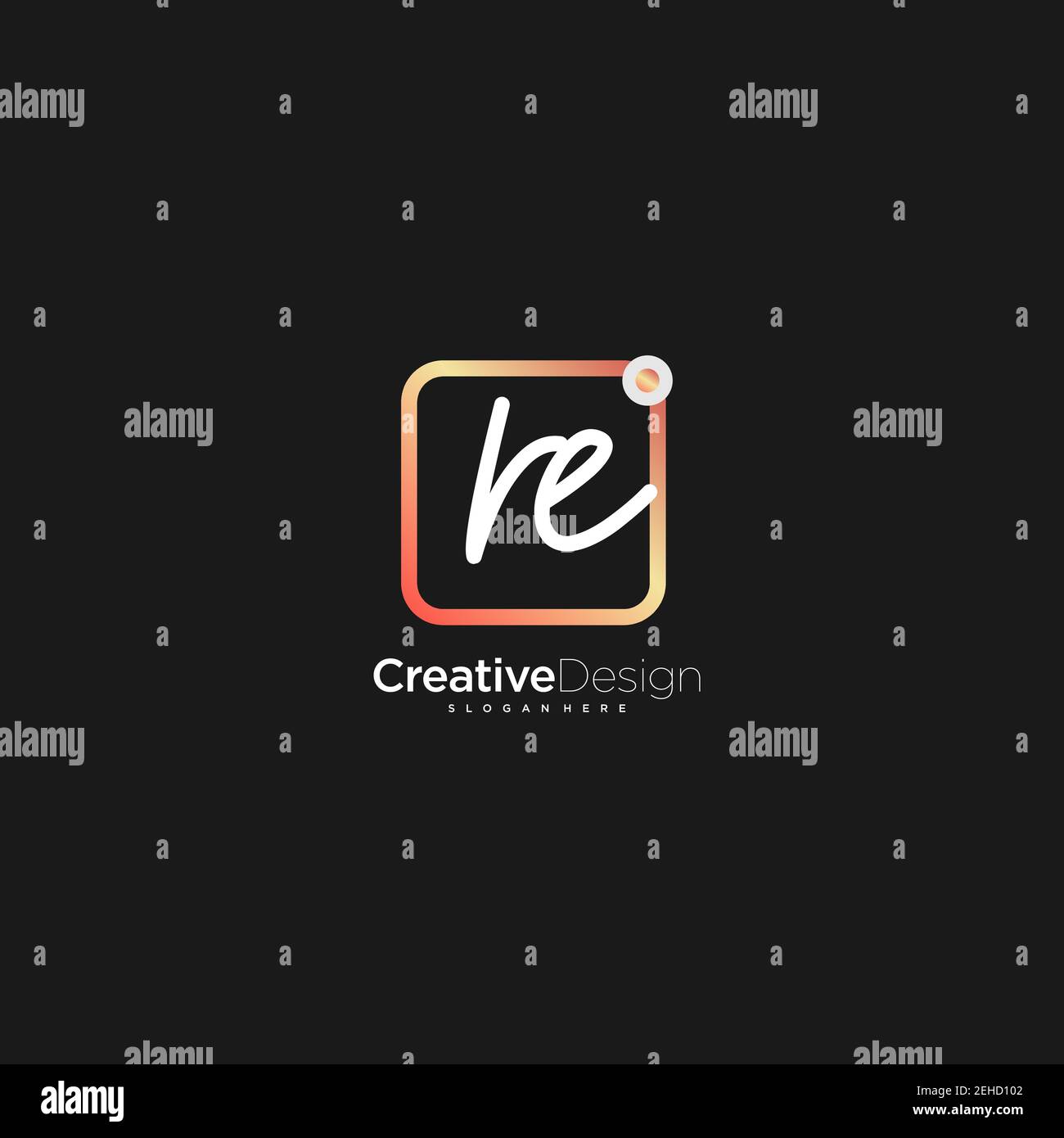 RE Initial Letter Handschrift Logo handgezeichnet bunte Box Vektor, Logo für Schönheit, Kosmetik, Hochzeit, Mode und Business, Und andere Stock Vektor