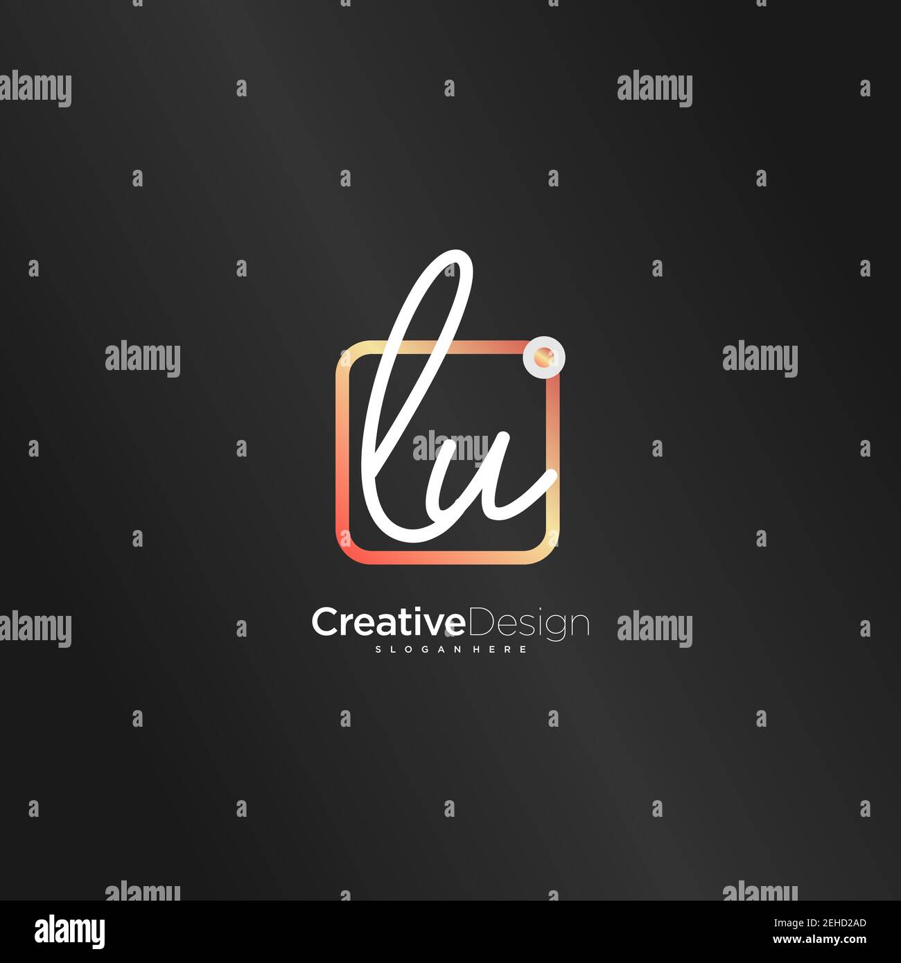 LU Initial Letter Handschrift Logo handgezeichnet bunte Box Vektor, Logo für Schönheit, Kosmetik, Hochzeit, Mode und Business, Und andere Stock Vektor