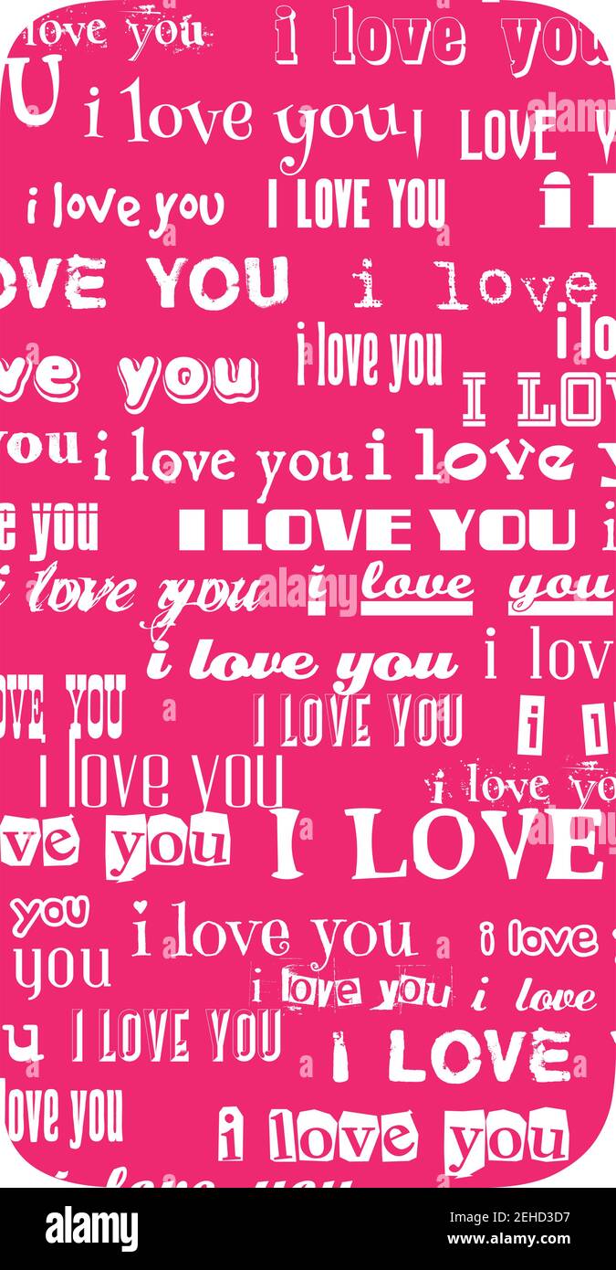 Romantische dekorative Vektor rosa Buchstaben gefüllt weißen Worten Ich liebe dich. Stock Vektor
