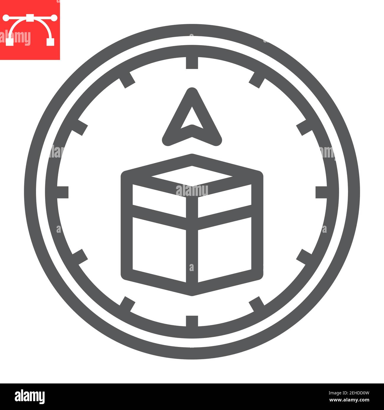 Qibla Kompass Linie Symbol, glücklich ramadan und Religion, qibla Kompass Vektor-Symbol, Vektorgrafiken, editierbare Kontur Umriss Zeichen, eps 10. Stock Vektor