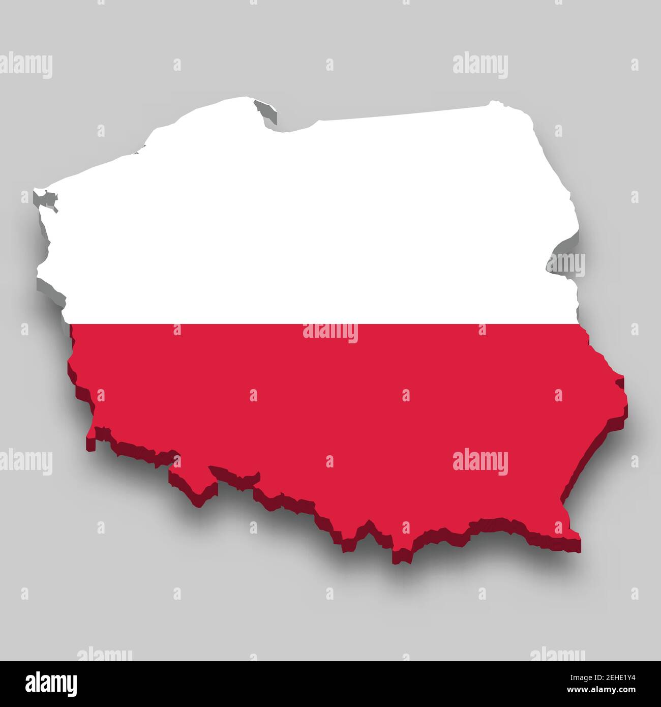 3D Isometrische Karte von Polen mit Nationalflagge. Vektorgrafik. Stock Vektor